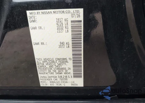 2016 Nissan Altima 2.5 S from USA, damaged, VIN 1N4AL3AP4GN382853
